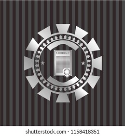 contract icon inside silvery shiny badge