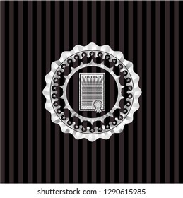 contract icon inside silvery shiny emblem
