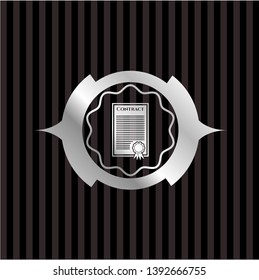 contract icon inside silvery shiny emblem