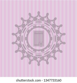 contract icon inside vintage pink emblem