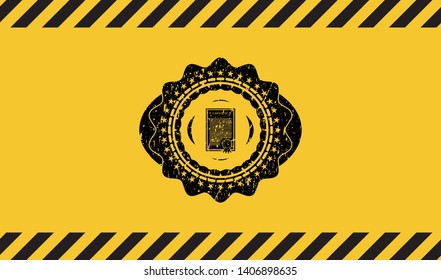 contract icon inside warning sign, black grunge emblem. Vector Illustration. Detailed.