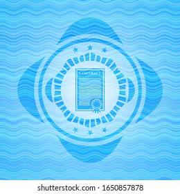 contract icon inside water concept style emblem.