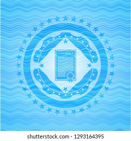 contract icon inside water wave concept style emblem.