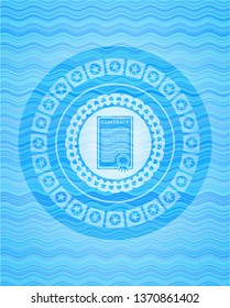 contract icon inside water wave representation style badge.