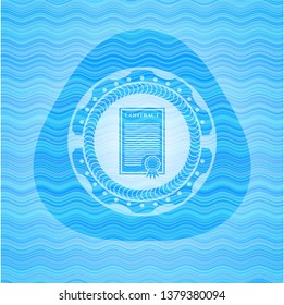 contract icon inside water wave representation style badge.