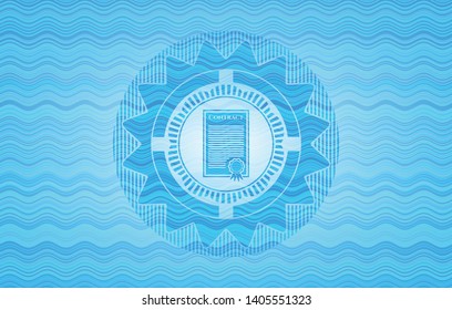 contract icon inside water wave badge.