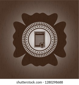 contract icon inside wood emblem. Retro