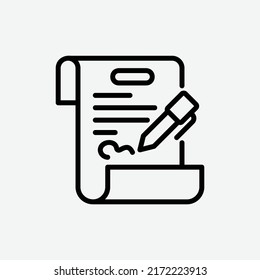  contract icon, isolated business plan outline icon in light grey background, perfect for website, blog, logo, graphic design, social media, UI, mobile app