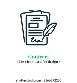 Icono de contrato aislado en fondo blanco, símbolo de firma de un contrato. Concepto de trato para aplicaciones web y móviles.
