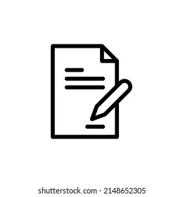 Contract Icon. Line Art Style Design Isolated On White Background