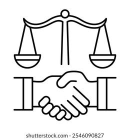 Contract icon in line style with editable stroke. Agreement icon in line style with editable stroke. Icon about law and justice