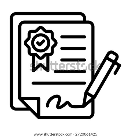 Contract Icon Line Style Vector Illustration