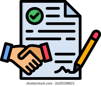 Ícone do contrato Ilustração de vetor de cor linear