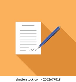Icono de contrato con diseño de sombra larga