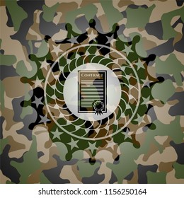 contract icon on camouflaged texture