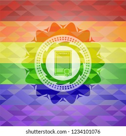 contract icon on mosaic background with the colors of the LGBT flag
