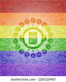contract icon on mosaic background with the colors of the LGBT flag