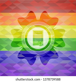 contract icon on mosaic background with the colors of the LGBT flag