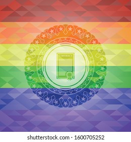 contract icon on mosaic background with the colors of the LGBT flag