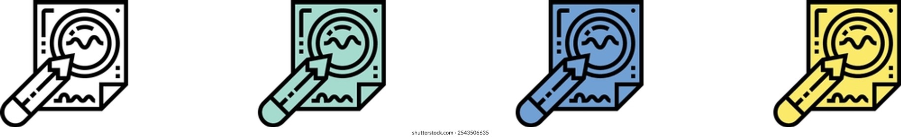 contract icon. Outline, Green, Blue and Yellow Style Design Isolated On White Background