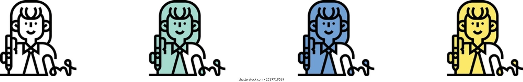contract icon. Outline, Green, Blue and Yellow Style Design Isolated On White Background