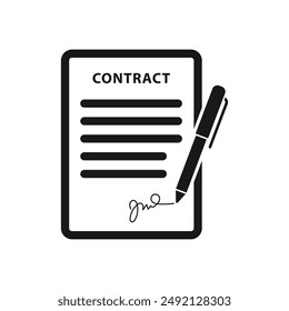contract icon outline signature vector illustration isolated white background