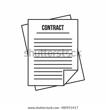 Contract icon in outline style on a white background vector illustration