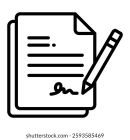 Contract Icon in Outline Style. Simple Vector Design. Simple Vector Outline Icon