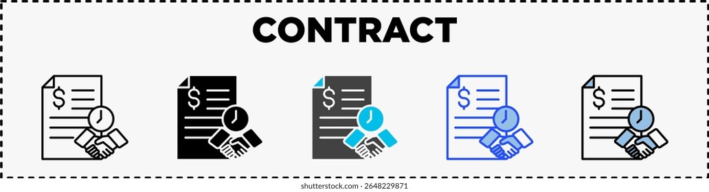 Glifo de línea de paquete de iconos de contrato