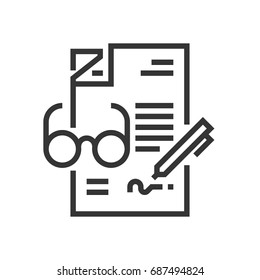 Contract icon, part of the square icons, business elements icon set. The illustration is a vector, editable stroke, thirty-two by thirty-two matrix grid, pixel perfect file.
