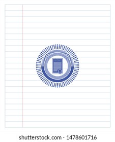 contract icon pen emblem. Blue ink. Vector Illustration. Detailed.