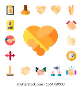contract icon set. 17 flat contract icons.  Simple modern icons about  - clipboard, document, deal, handshake, agreement, shake hands, hand, stamp