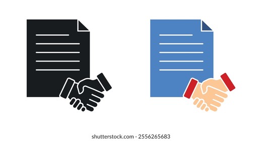 Contract icon set in black and colored versions.