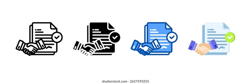 Conjunto de conjuntos de ícones do contrato. Coleção de ícones de estilo múltiplo perfeita para sites, aplicativos e apresentações. Coleção de ícones de vetor simples
