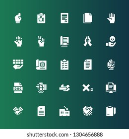 contract icon set. Collection of 25 filled contract icons included Clipboard, Handshake, Rental, Document, Subscript, Hands, Shake, Doc, Hand, Paper, Copy, Contract