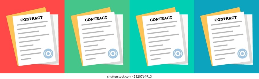 Contract icon set. Legally enforceable document, mutual obligations, formal arrangement, contractual terms, legal obligations Vector line icon for Business and Advertising