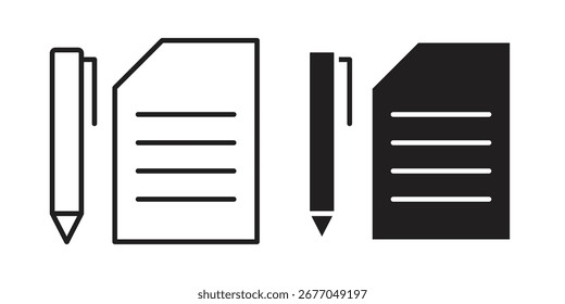 Conjunto de iconos de contrato, arte de línea y diseño de glifos. Eps10