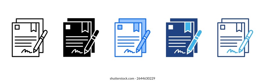 Ícone do contrato definir coleção de vários estilos