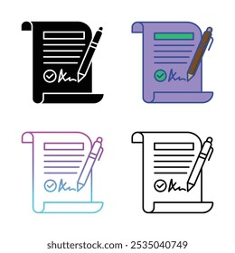 Contract icon set, outline and filled outline version, vector illustration.

