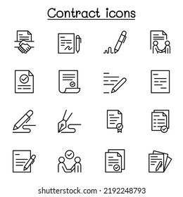 Contract icon set in thin line style