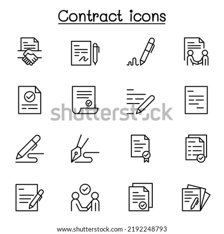 Contract icon set in thin line style