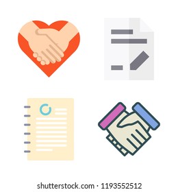 contract icon set. vector set about document and handshake icons set.