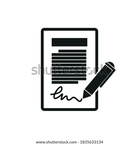 Contract icon. Signing an agreement or document. Flat vector illustration on a white background.