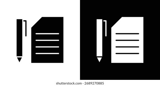 Contract icon silhouette in black flat style. Graphic element
