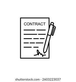 contract icon, simple flat style, illustration, logo sign symbol pictogram template, for ui or ux isolated on white for mobile app, editable