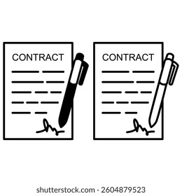 contract icon, simple flat style, illustration, logo sign symbol pictogram template, for ui or ux isolated on white for mobile app, editable