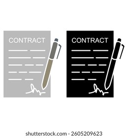 contract icon, simple flat style, illustration, logo sign symbol pictogram template, for ui or ux isolated on white for mobile app, editable