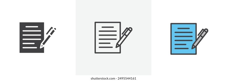 Contract icon symbol collection on white background.