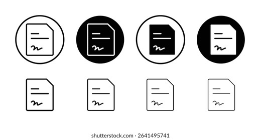 Contract icon Thin line illustration set vector