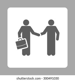 Contract icon. This flat rounded square button uses dark gray and white colors and isolated on a silver background.